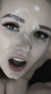 Slut Gets Cum All Over Her Face